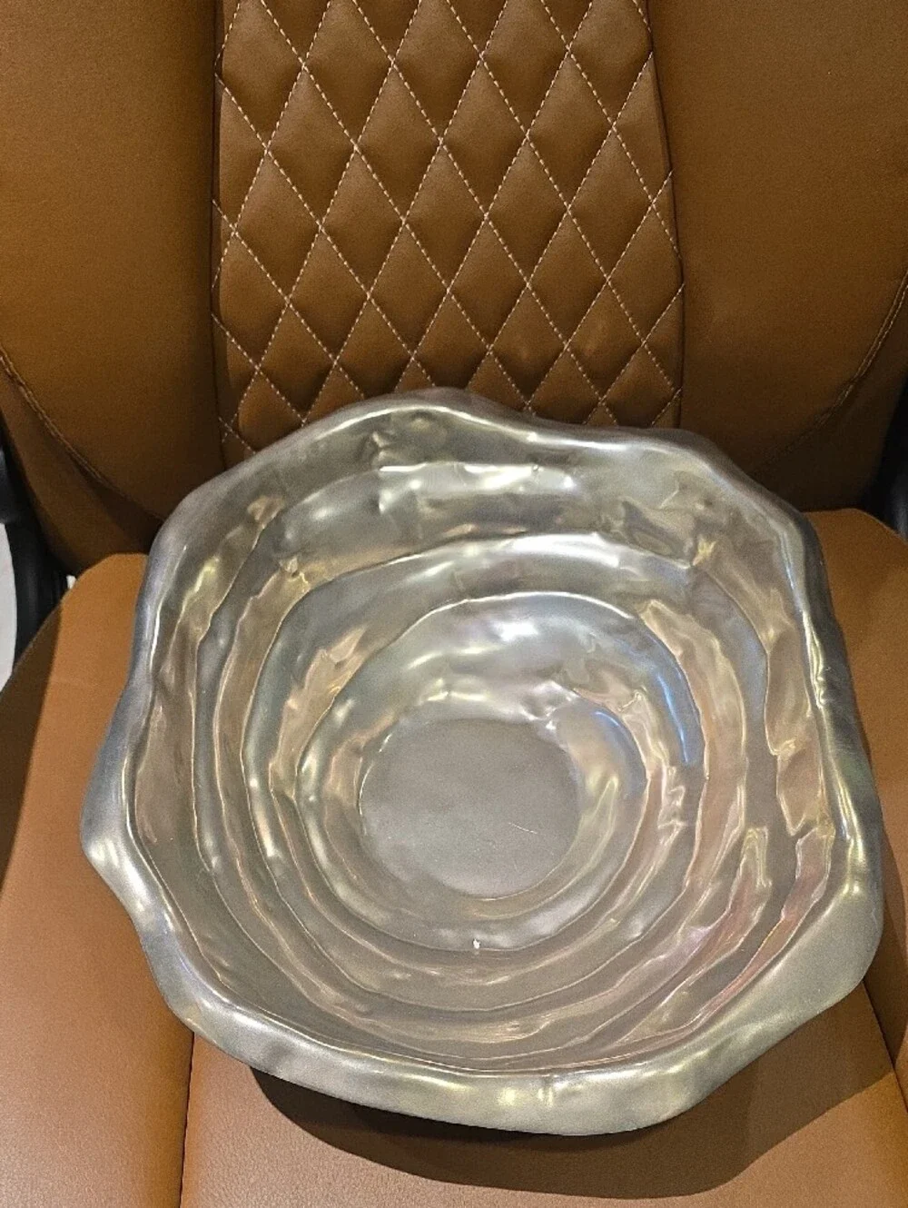 Lenox Hammered Metallic Silver Tone Decorative Serving Bowl